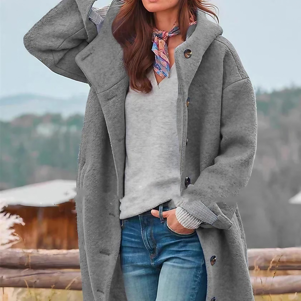 Veste femme épaisse en tweed, cintrée et zippée, gris