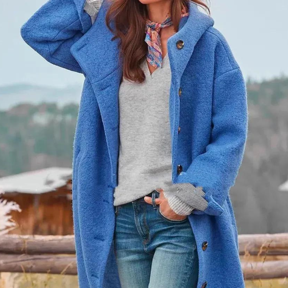 Veste femme épaisse en tweed, cintrée et zippée, bleu