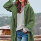 Veste femme épaisse en tweed, cintrée et zippée, vert