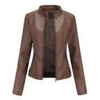 Veste femme ajustée à fermetures éclair, cinq coloris, brun foncé