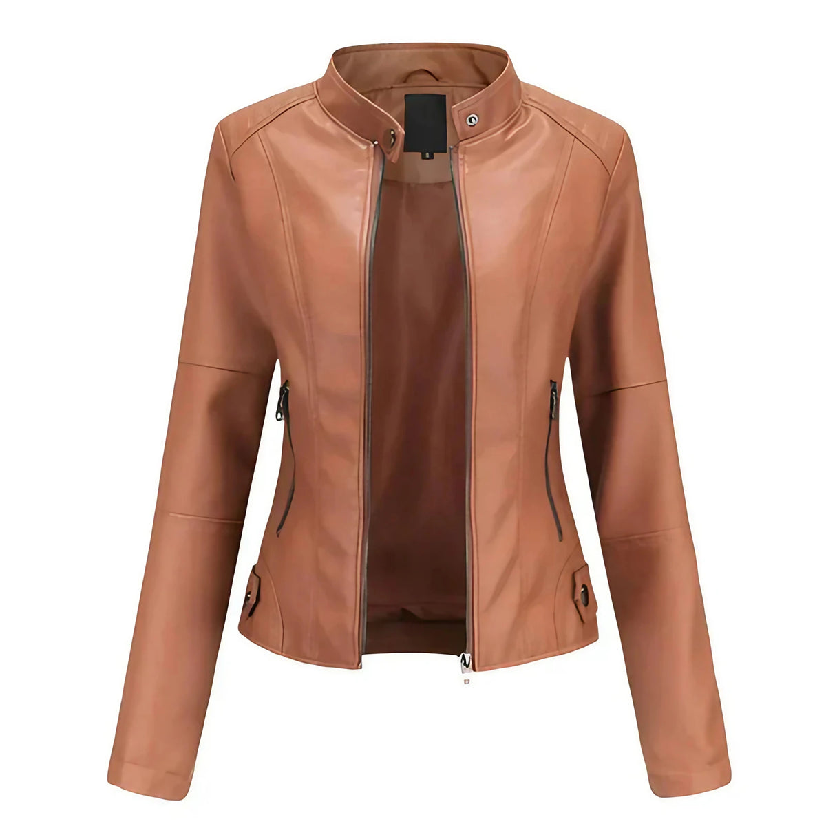 Veste femme ajustée à fermetures éclair, cinq coloris, brun clair