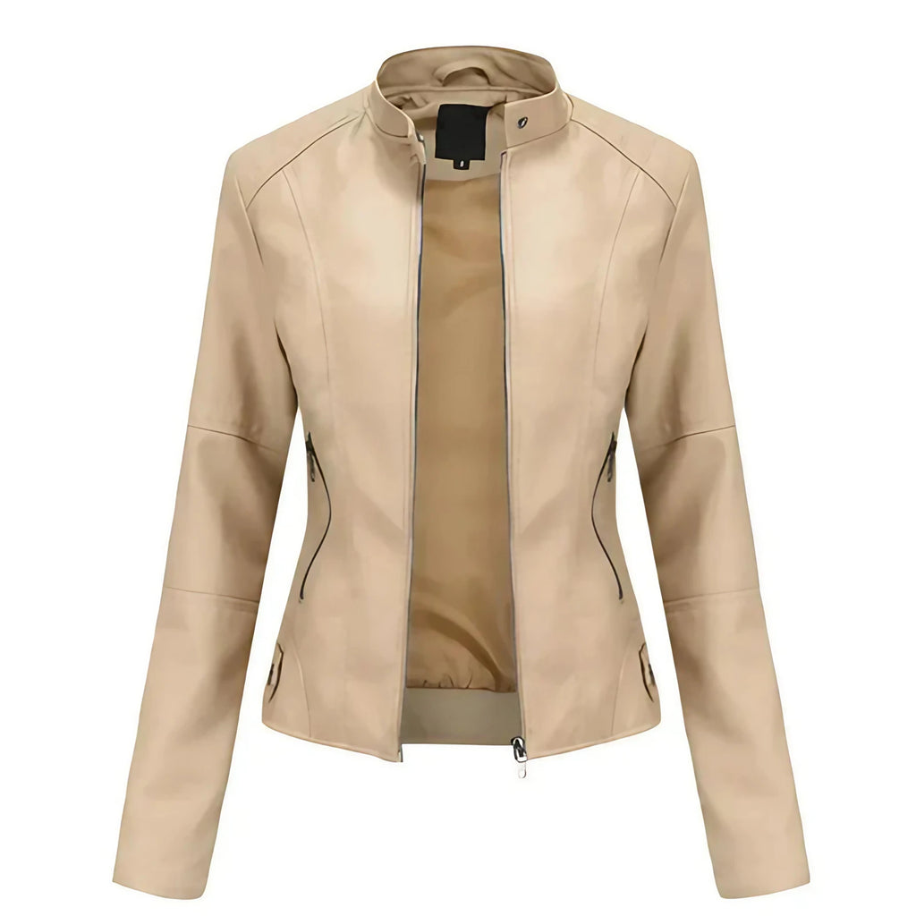 Veste femme ajustée à fermetures éclair, cinq coloris, beige