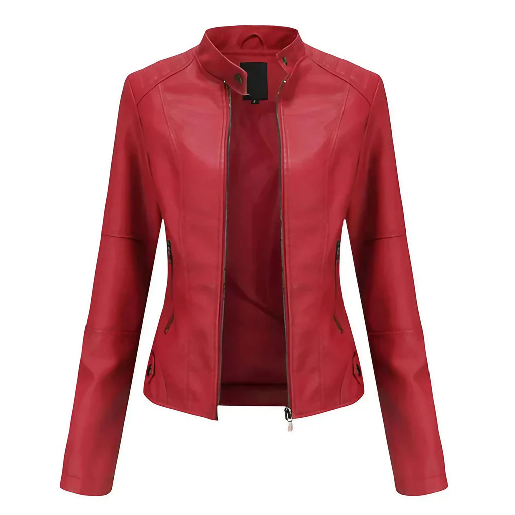 Veste femme ajustée à fermetures éclair, cinq coloris, rouge