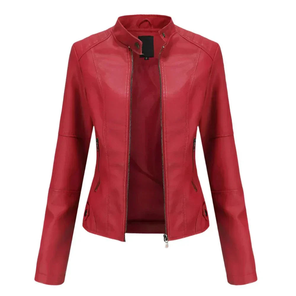 Veste femme ajustée à fermetures éclair, cinq coloris, rouge