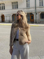 Veste femme beige structurée à boutonnage devant, du XS au L