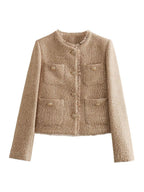 Veste femme beige structurée à boutonnage devant, du XS au L