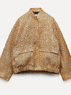 Veste à paillettes dorée femme, du S au L