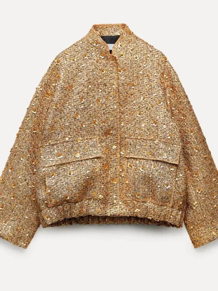 Veste à paillettes dorée femme, du S au L