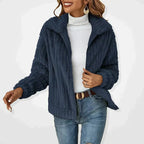 Veste douce femme zippée, légère, du S au 5XL, bleu foncé