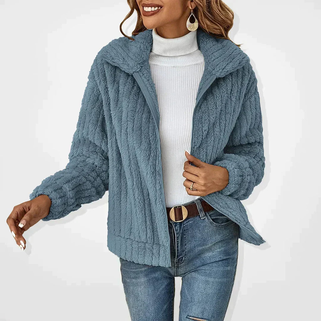 Veste douce femme zippée, légère, du S au 5XL, bleu