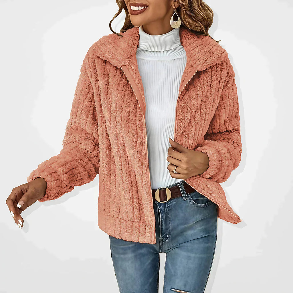 Veste douce femme zippée, légère, du S au 5XL, rose