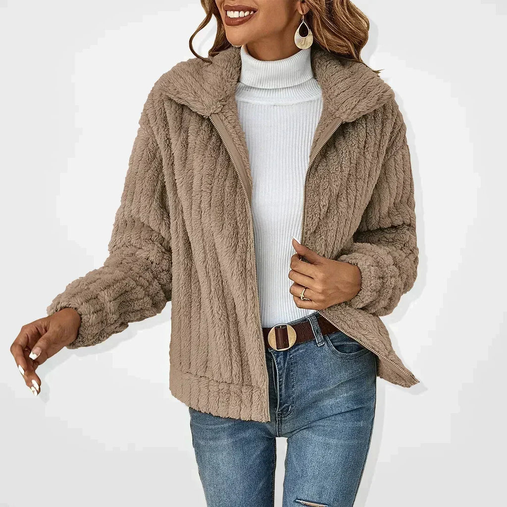 Veste douce femme zippée, légère, du S au 5XL, kaki