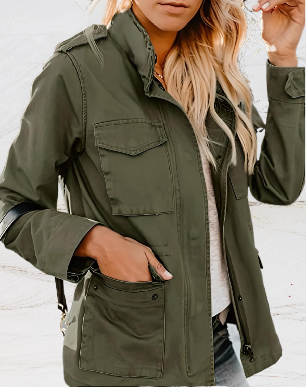 Veste femme à quatre poches, noir, beige ou vert, du S au 3XL