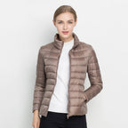 Veste légère imperméable femme à col montant, huit coloris, beige