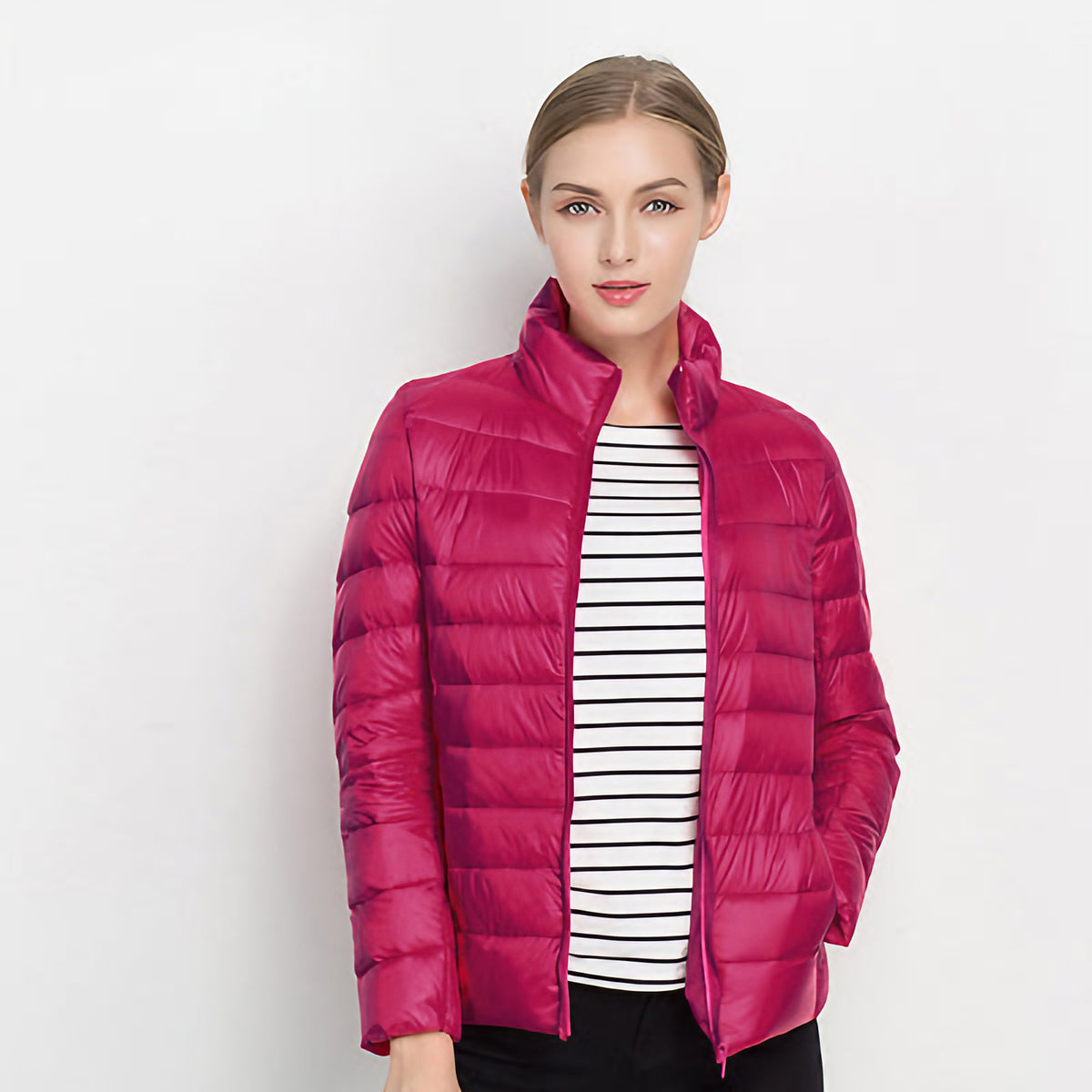 Veste légère imperméable femme à col montant, huit coloris, fuchsia