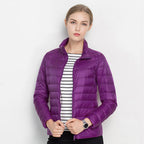 Veste légère imperméable femme à col montant, huit coloris, violet