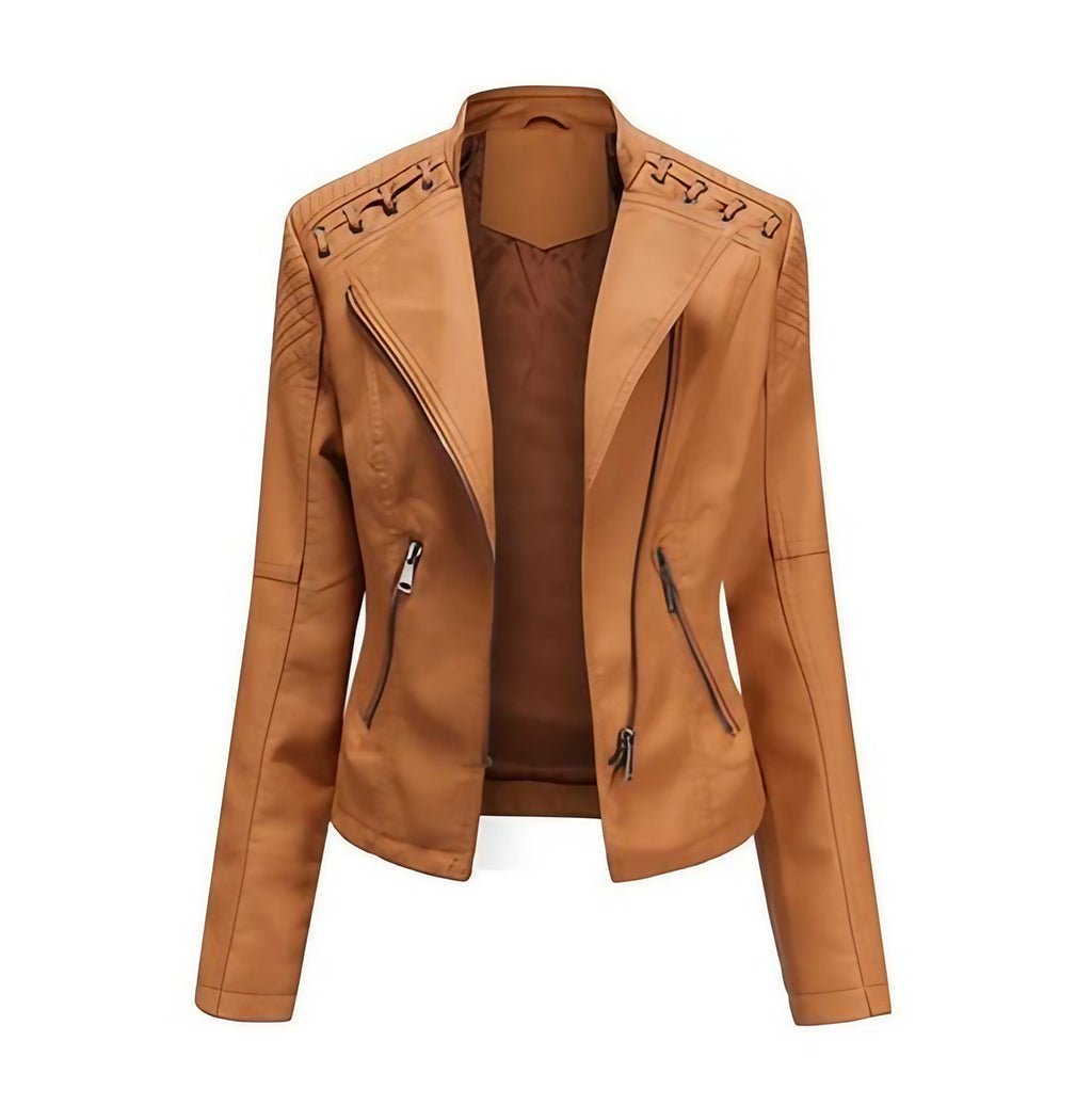 Veste femme à zip caché et coutures princesse, douze coloris, brun