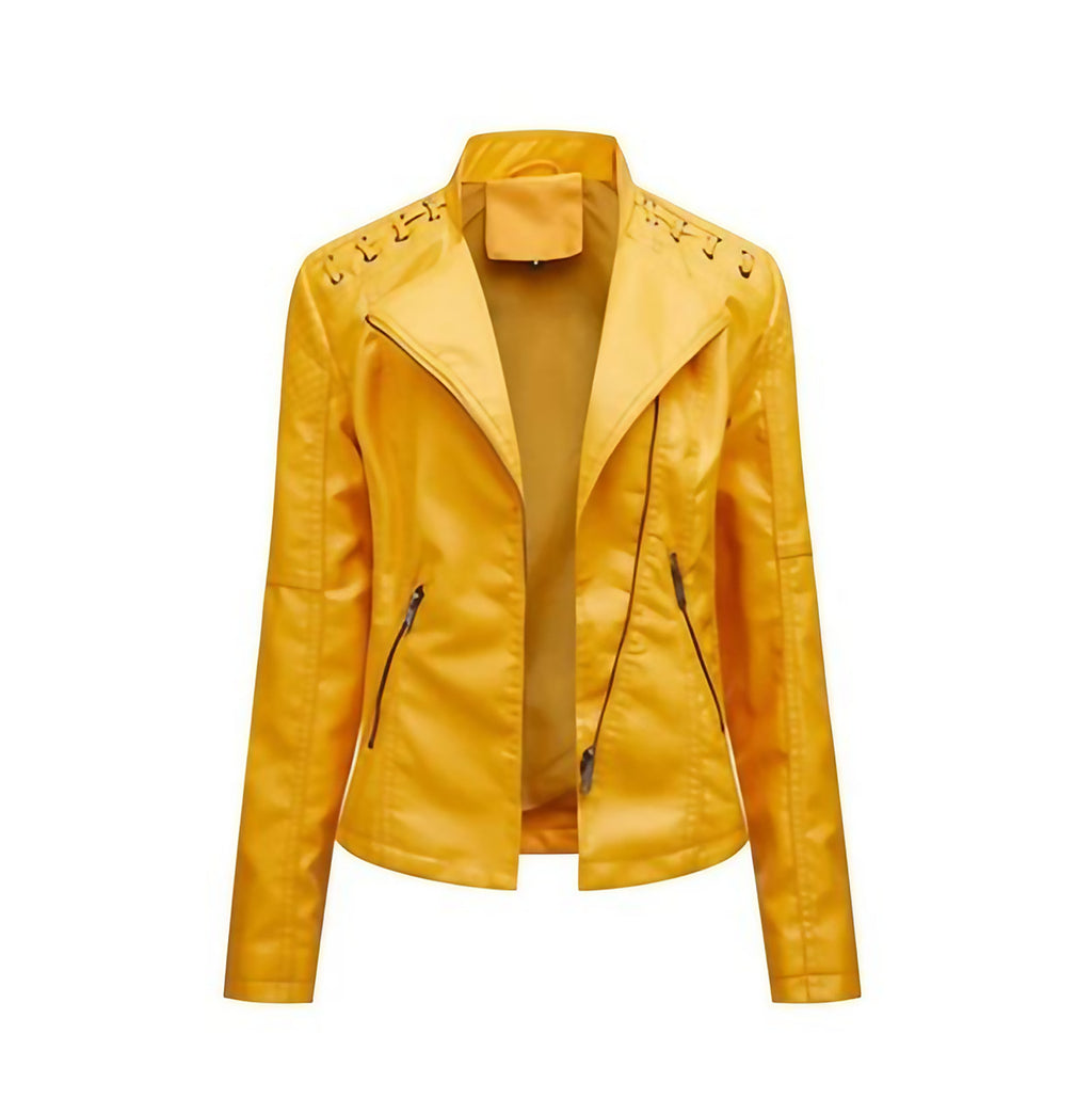 Veste femme à zip caché et coutures princesse, douze coloris, jaune