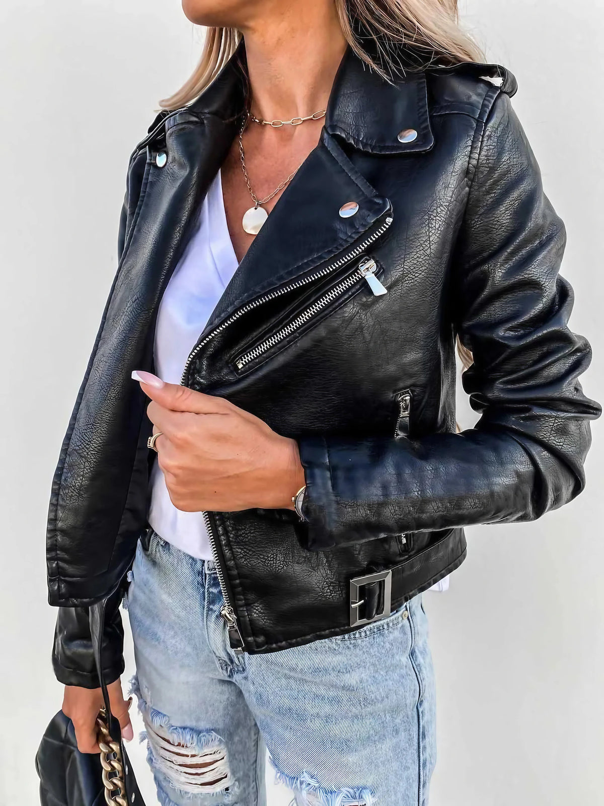 Veste femme coupe ajustée, noir ou rouge, du XS au 3XL, noir