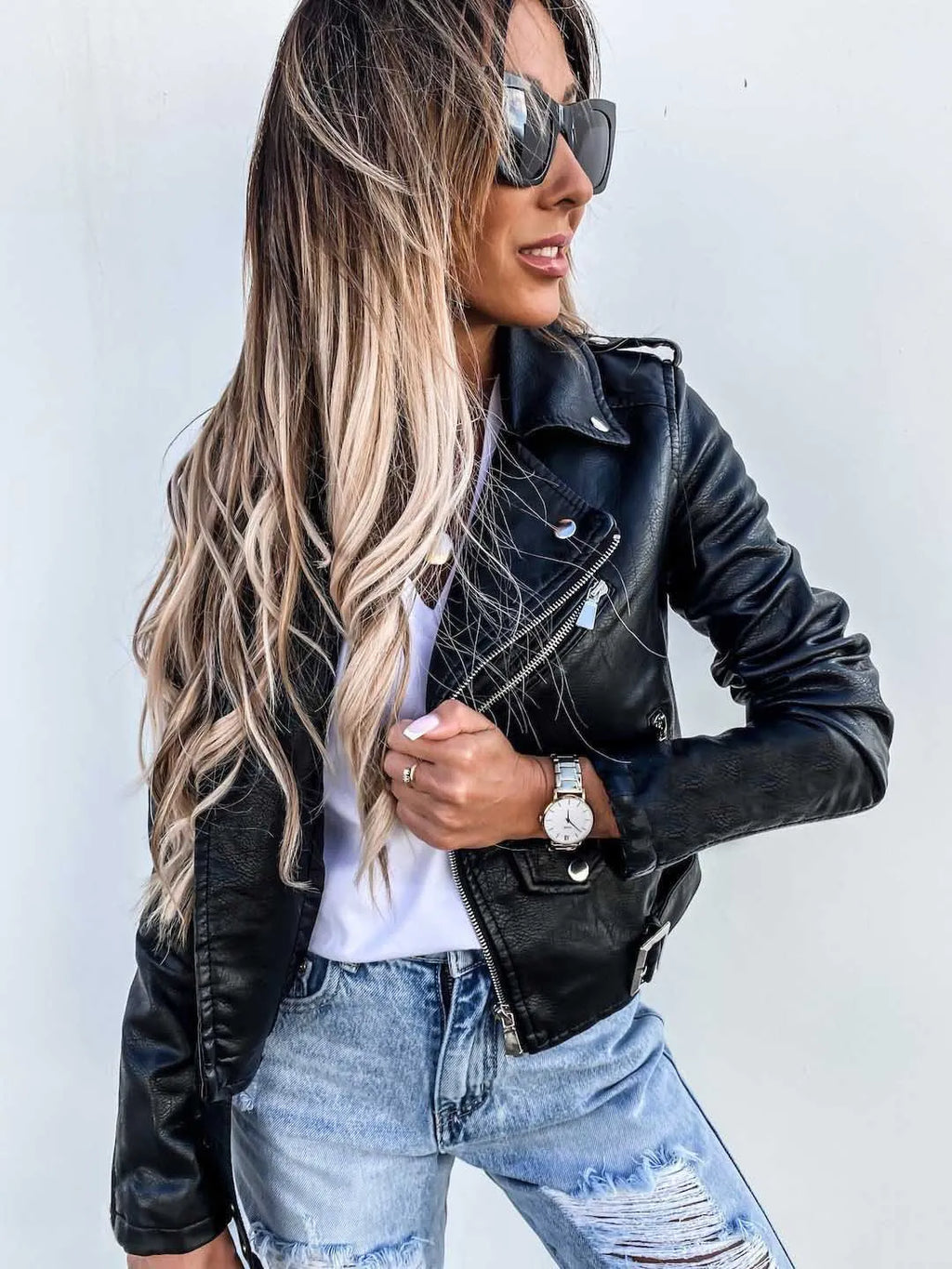 Veste femme coupe ajustée, noir ou rouge, du XS au 3XL