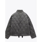 Veste matelassée femme zippée à poches, piqûres arrondies