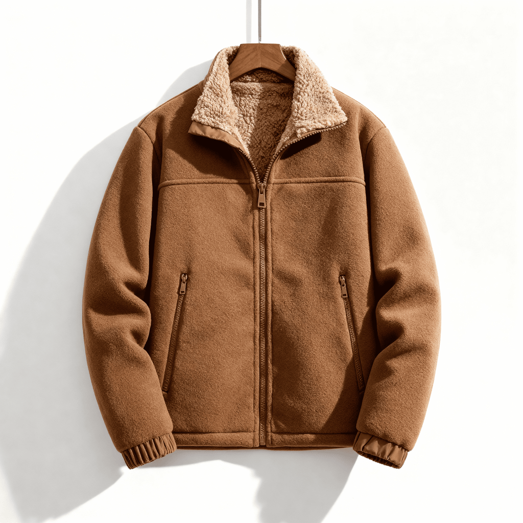 Veste d'hiver homme col montant, poches zippées, quatre coloris, marron