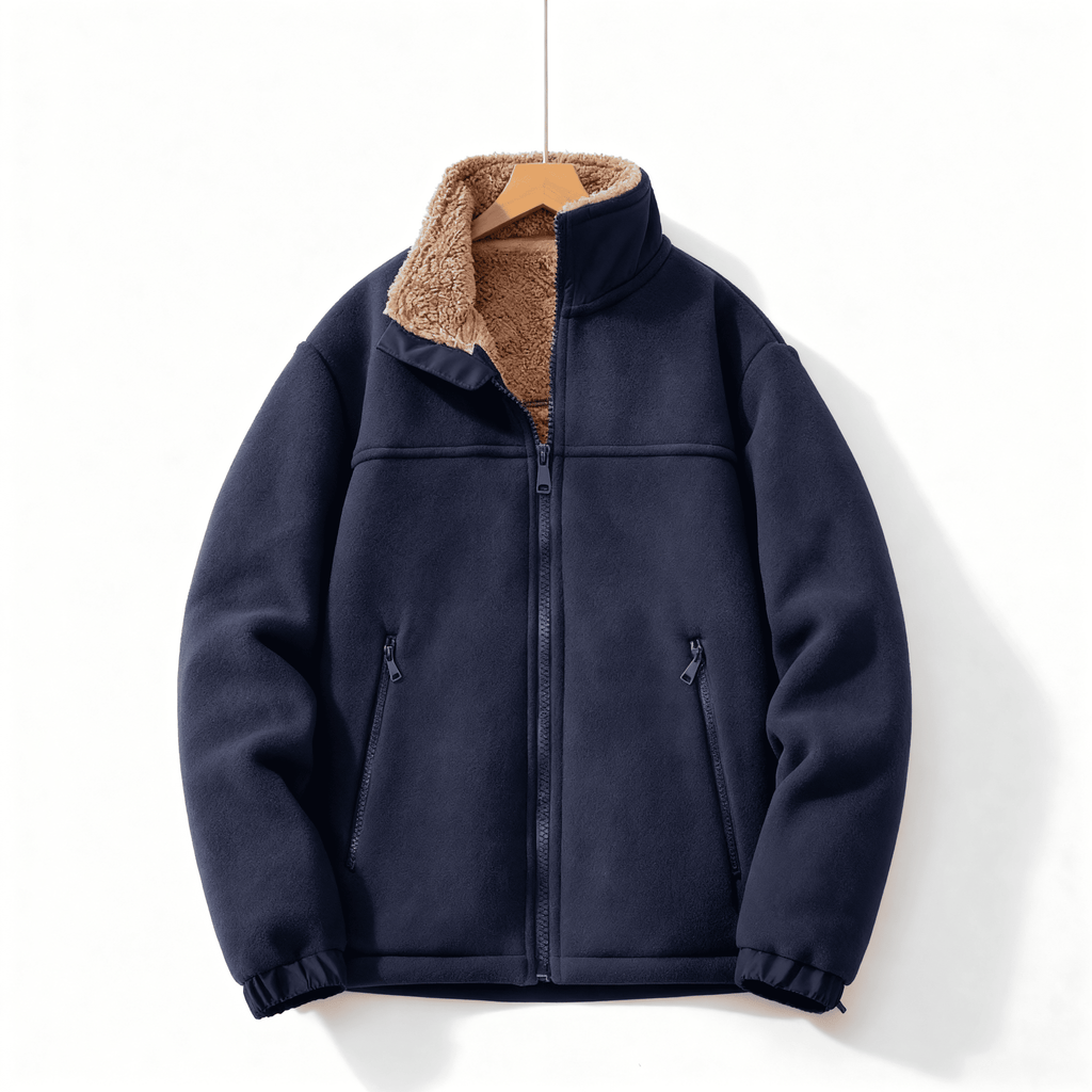 Veste d'hiver homme col montant, poches zippées, quatre coloris, bleu