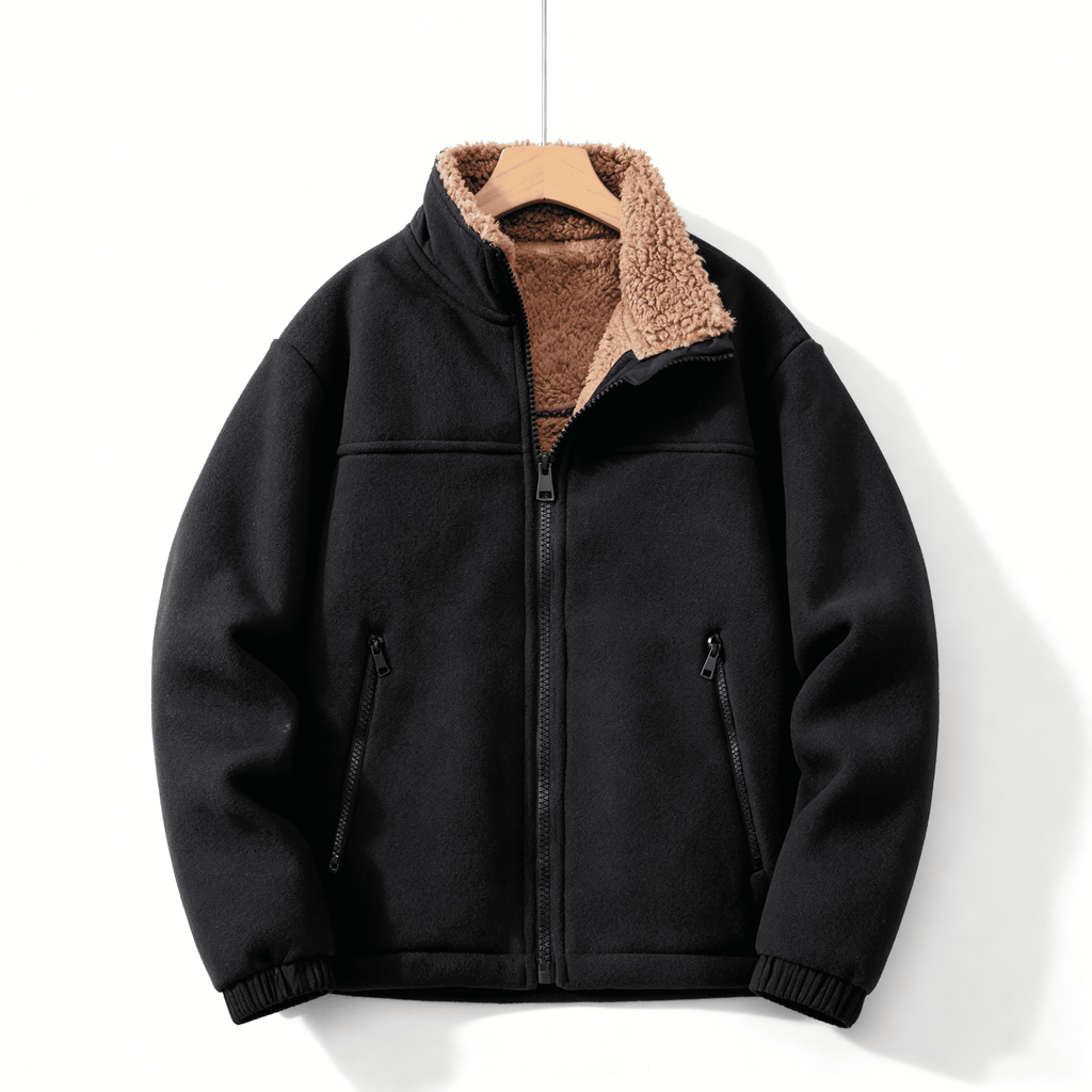 Veste d'hiver homme col montant, poches zippées, quatre coloris, noir