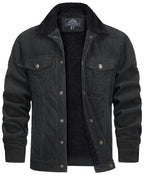 Veste d'hiver homme coupe droite, boutons-pression, quatre poches, gris foncé