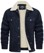 Veste d'hiver homme coupe droite, boutons-pression, quatre poches, bleu foncé