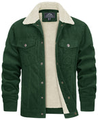 Veste d'hiver homme coupe droite, boutons-pression, quatre poches, vert
