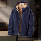 Veste d'hiver homme à capuche, poches zippées, du M au 4XL, bleu foncé