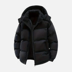 Veste matelassée unisexe à capuche amovible, blocs de couleur, noir