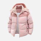 Veste matelassée unisexe à capuche amovible, blocs de couleur, rose