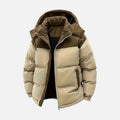 Veste matelassée unisexe à capuche amovible, blocs de couleur, kaki