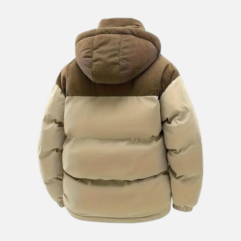 Veste matelassée unisexe à capuche amovible, blocs de couleur