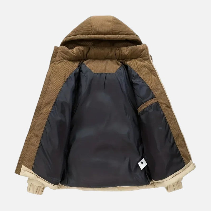 Veste matelassée unisexe à capuche amovible, blocs de couleur