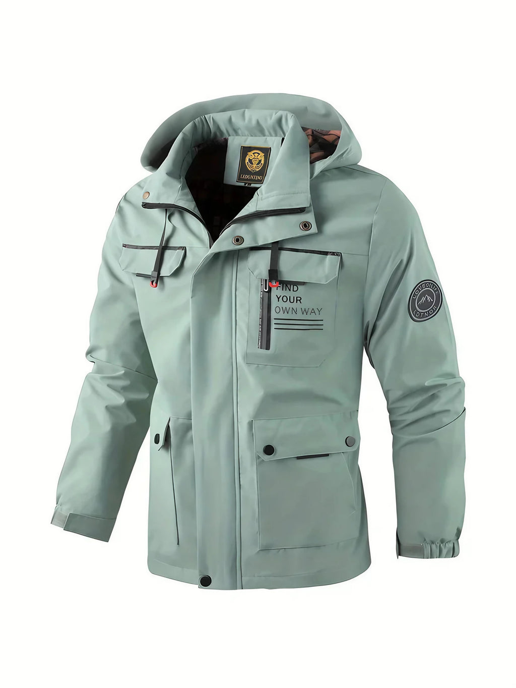 Veste d'hiver homme imperméable, poches cargo, du M au 3XL, vert clair