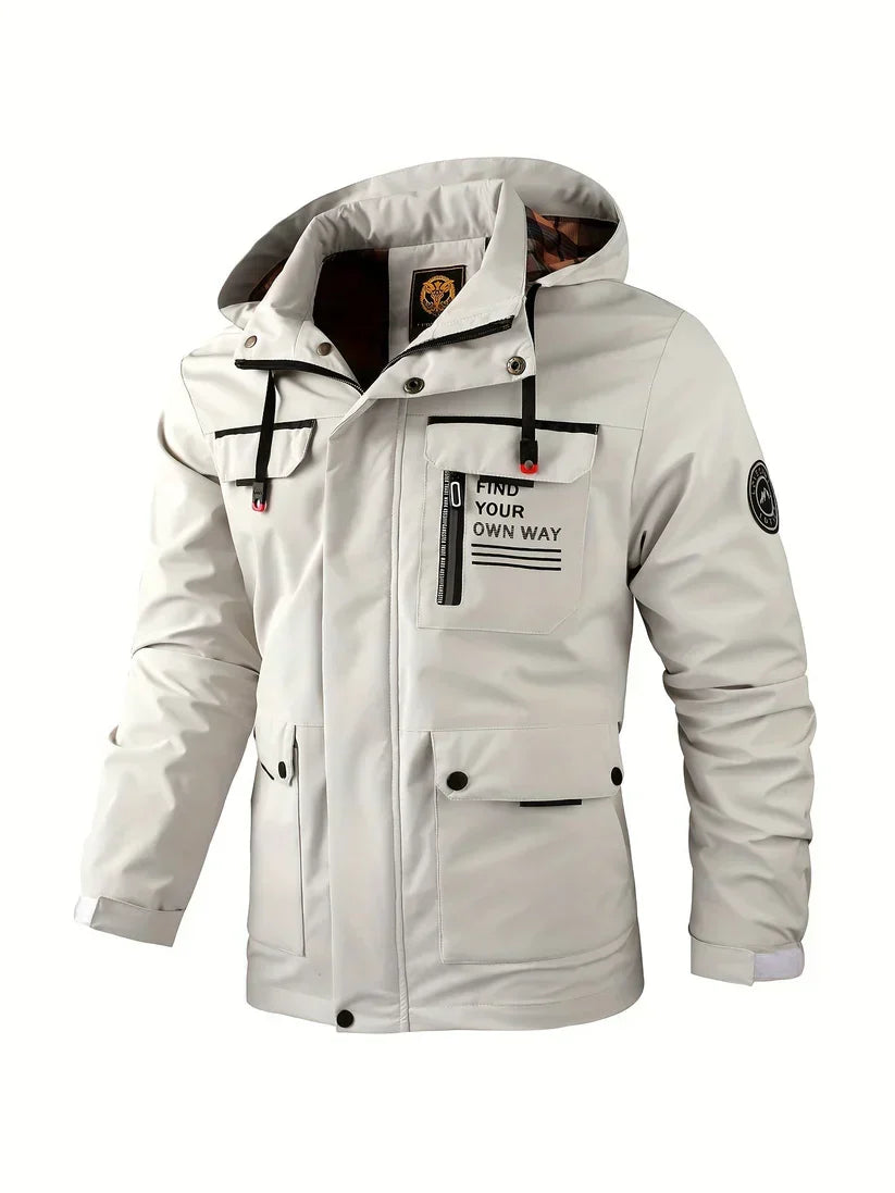 Veste d'hiver homme imperméable, poches cargo, du M au 3XL, blanc