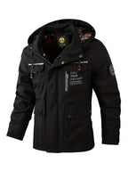 Veste d'hiver homme imperméable, poches cargo, du M au 3XL, noir