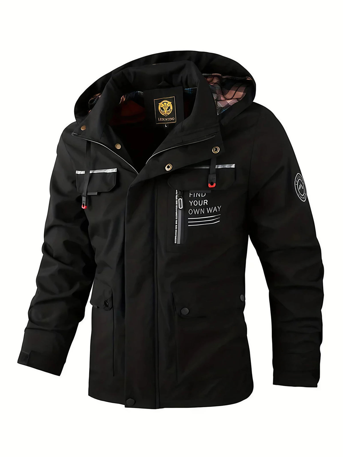 Veste d'hiver homme imperméable, poches cargo, du M au 3XL, noir