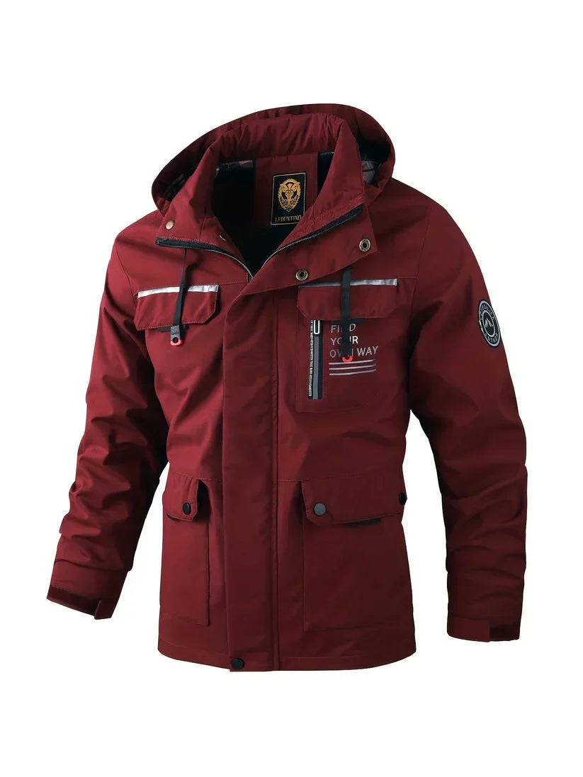 Veste d'hiver homme imperméable, poches cargo, du M au 3XL, bordeaux