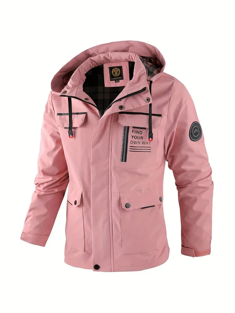 Veste d'hiver homme imperméable, poches cargo, du M au 3XL, rose