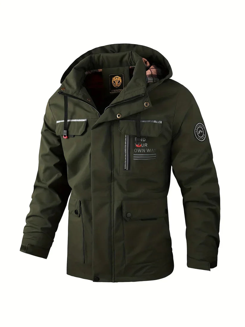 Veste d'hiver homme imperméable, poches cargo, du M au 3XL, vert foncé