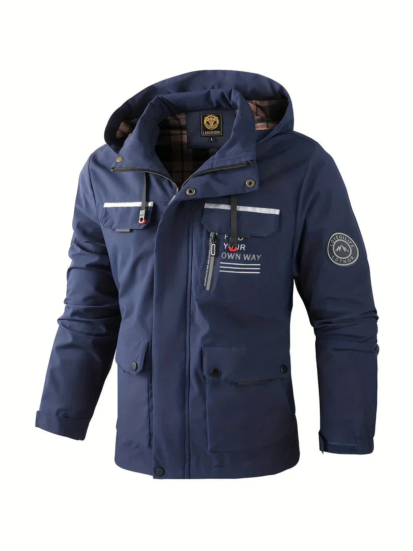 Veste d'hiver homme imperméable, poches cargo, du M au 3XL, bleu marine
