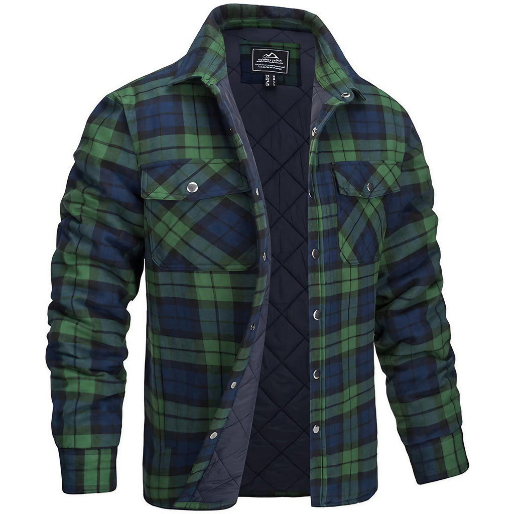 Veste homme à carreaux coupe ajustée, isolation légère, vert