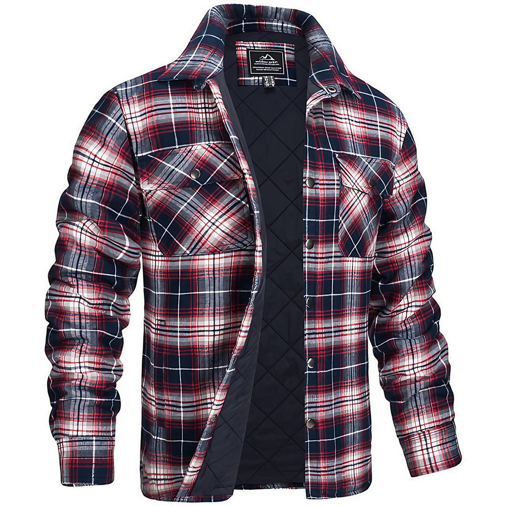 Veste homme à carreaux coupe ajustée, isolation légère, rouge