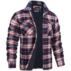 Veste homme à carreaux coupe ajustée, isolation légère, rouge