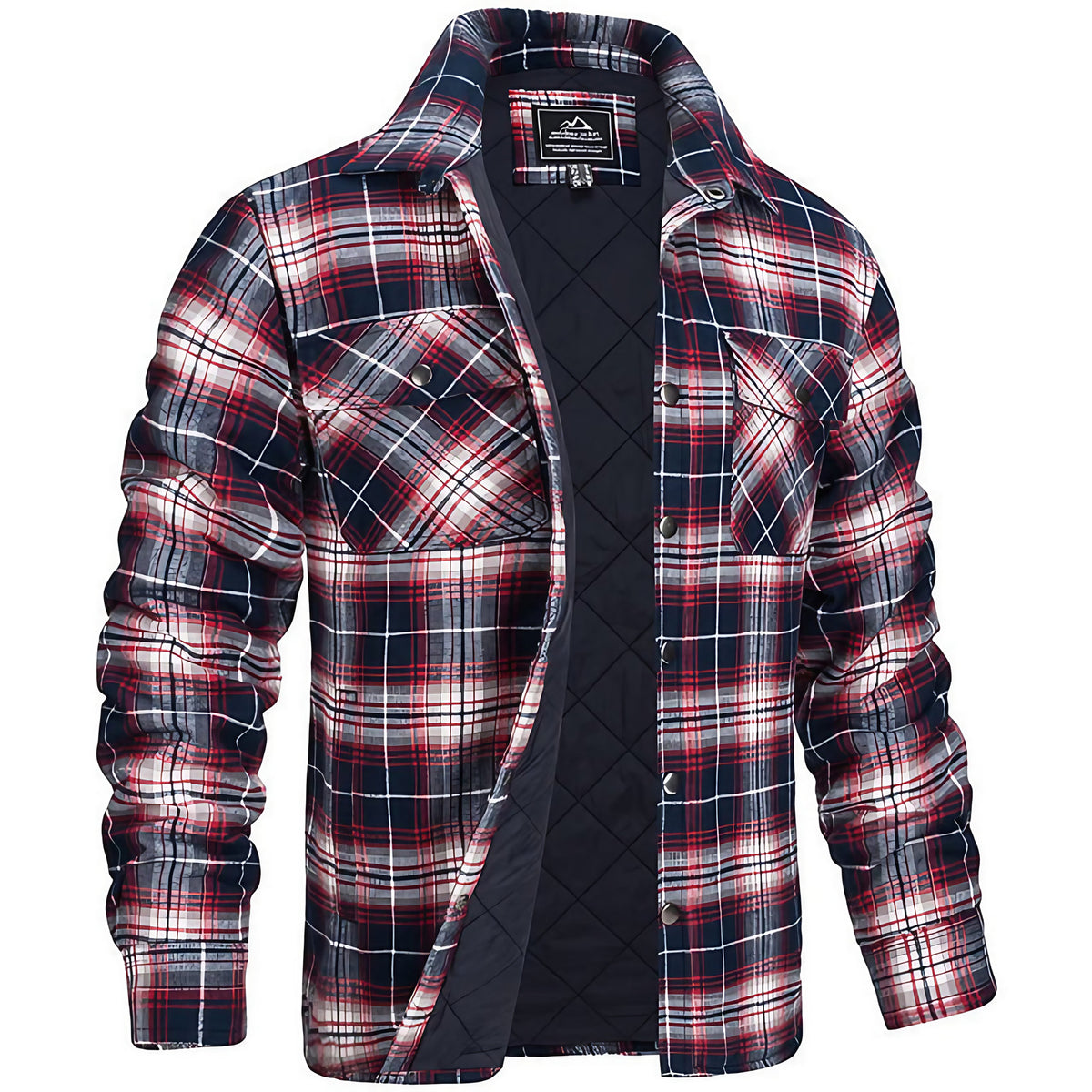 Veste homme à carreaux coupe ajustée, isolation légère, rouge