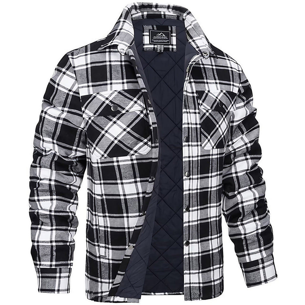 Veste homme à carreaux coupe ajustée, isolation légère, gris